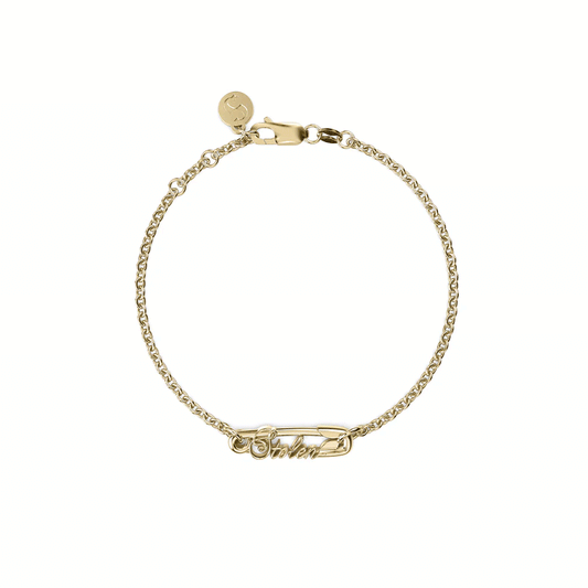 Scripted Pin Bracelet - Gold Plated