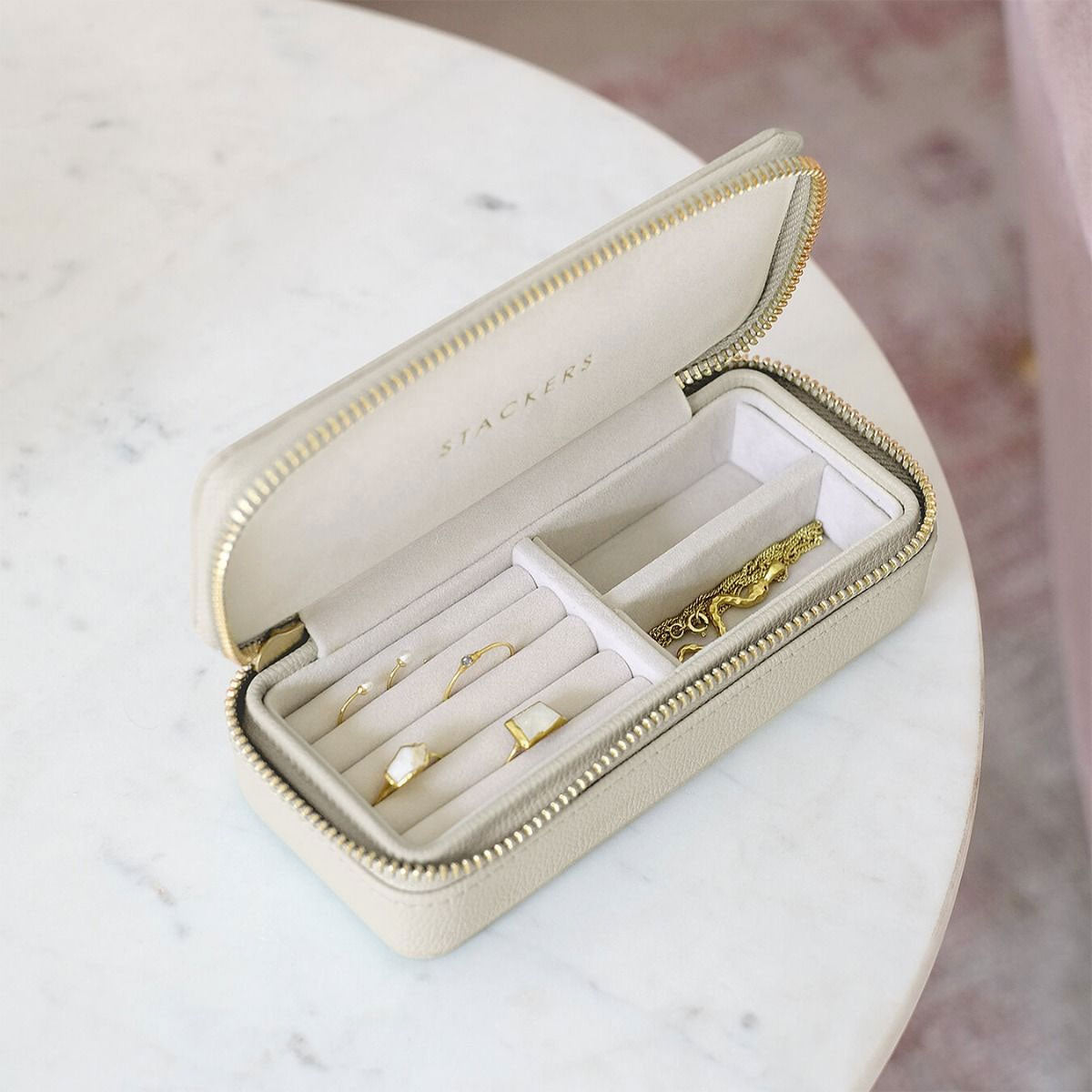 Oatmeal Medium Zipped Jewellery Box