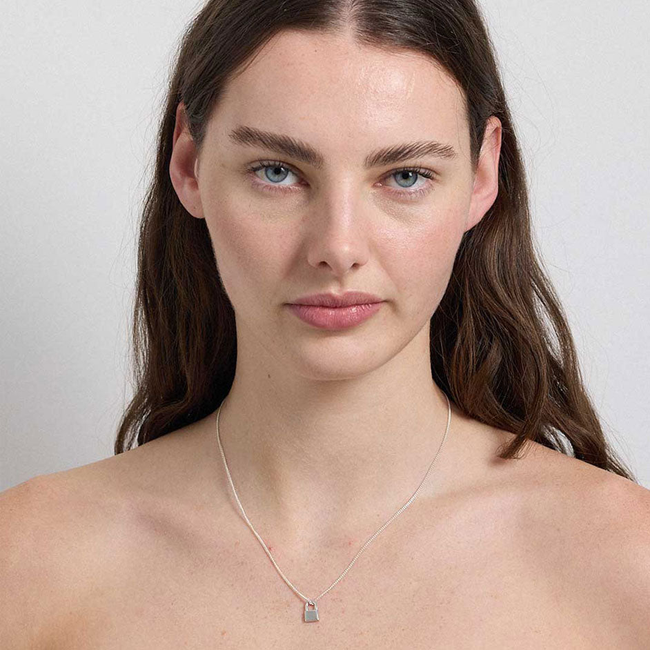 Sterling Silver Gold Plated Locked Charm Necklace