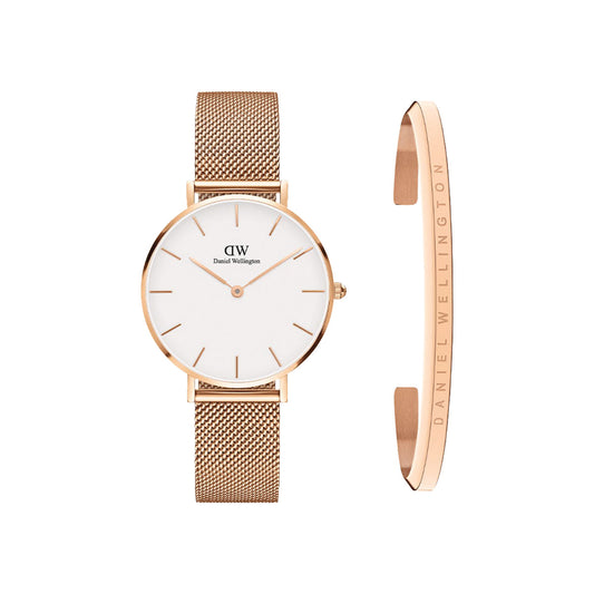 Melrose Rose Gold Watch with Mesh Strap & Rose Gold Cuff Gift Set