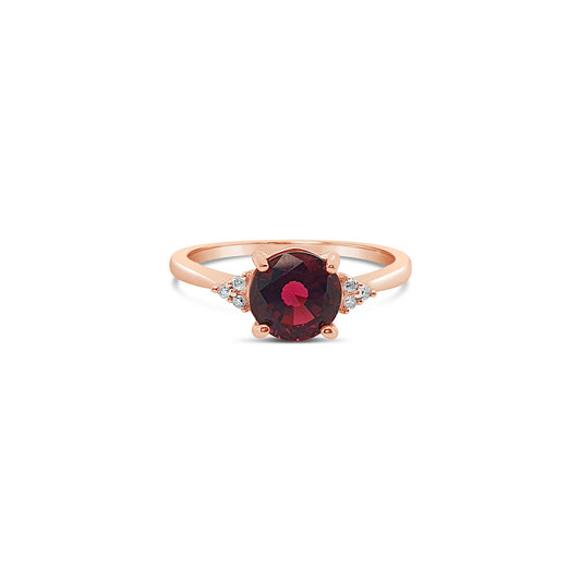 9k Rose Gold Deep Pink Tourmaline & Diamond Dress