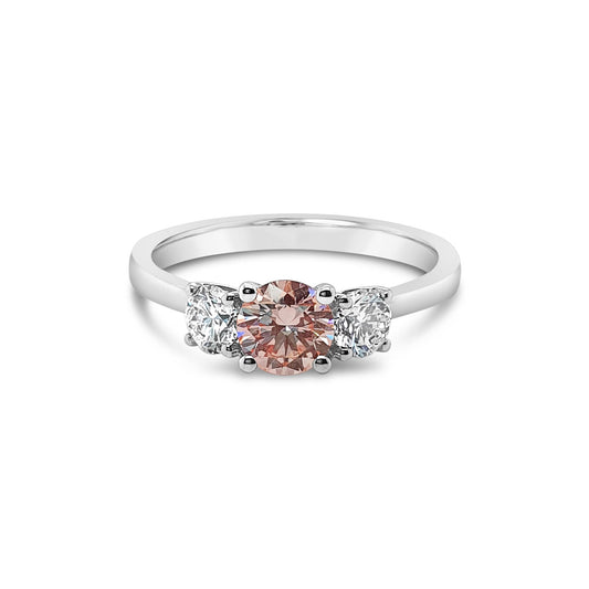9k White Gold 1.00ct Lab Grown Diamond 3 Stone Ring