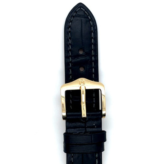 Duke - 16mm Black Long Leather Watch Strap