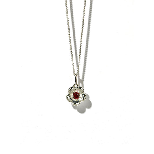 Sterling Silver Posie Charm Necklace - African Garnet