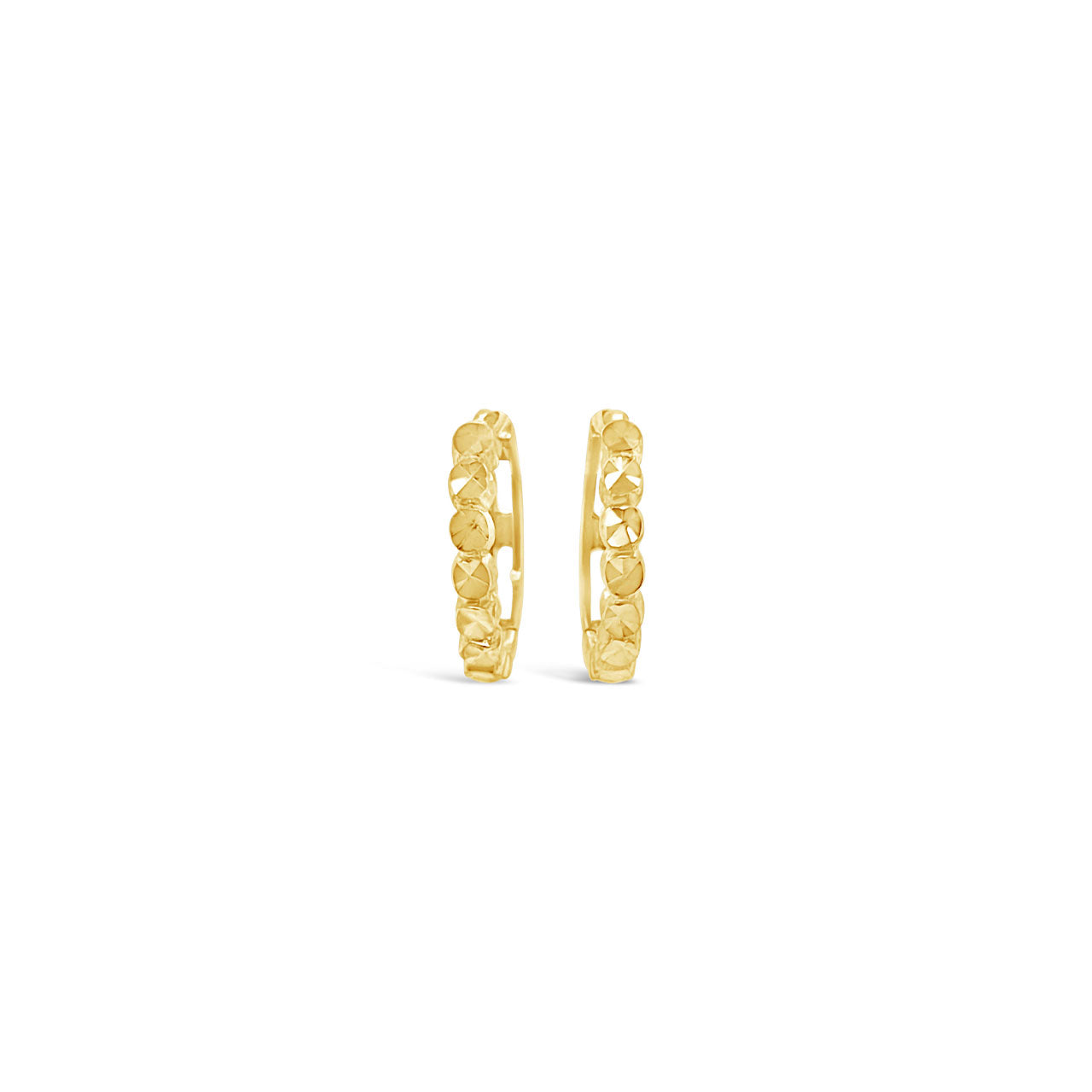 9k Yellow Gold 8mm Diamond Cut Huggie Earrings