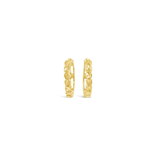 9k Yellow Gold 8mm Diamond Cut Huggie Earrings