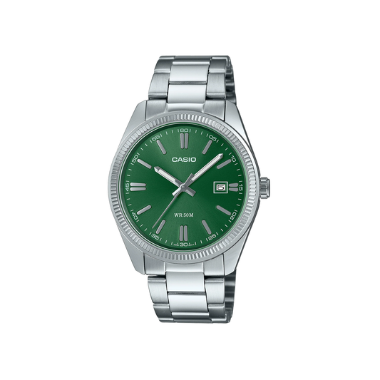 Casio Vintage Silver Green Retro Classic Watch - MTP1302PD-3A