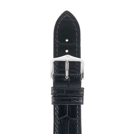 Duke - 22mm Black Long Leather Watch Strap