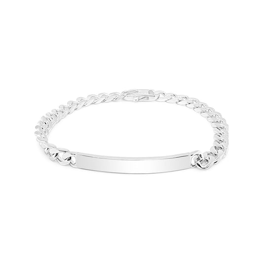 Sterling Silver ID Bracelet Diamond Cut Curb Chain Bracelet