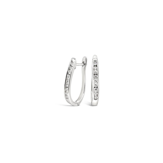 9k White Gold Huggie Diamond Earrings