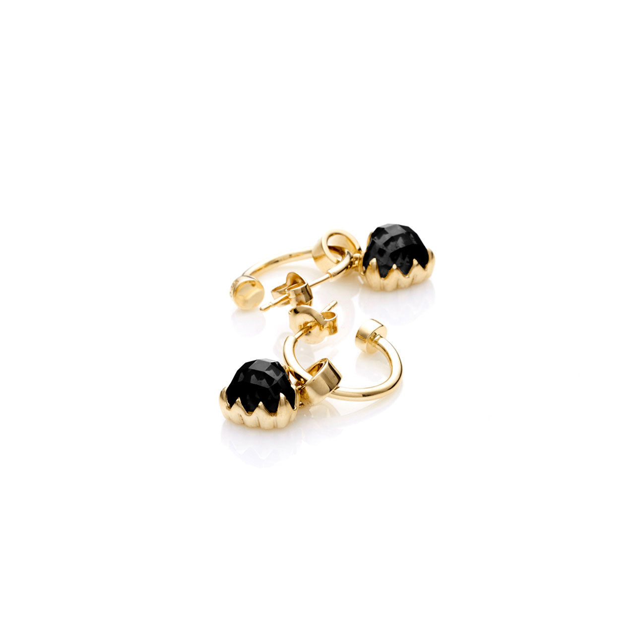 Love Anchor Earrings Onyx - Gold Plated