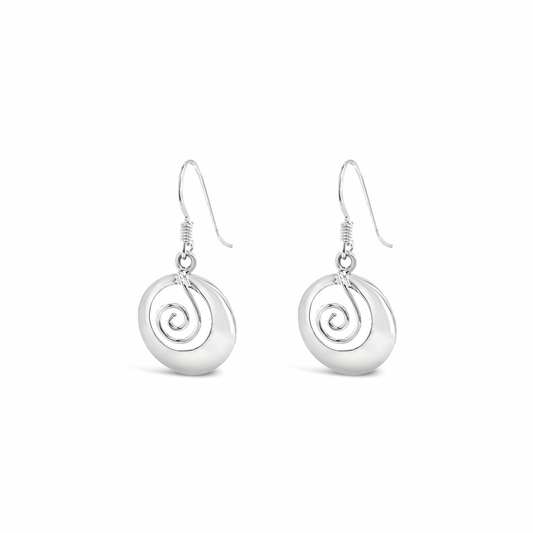 Sterling Silver Koru Spiral Drop Earrings