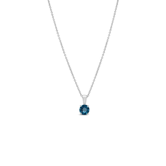 45cm Sterling Silver Blue Topaz Solitaire Pendant