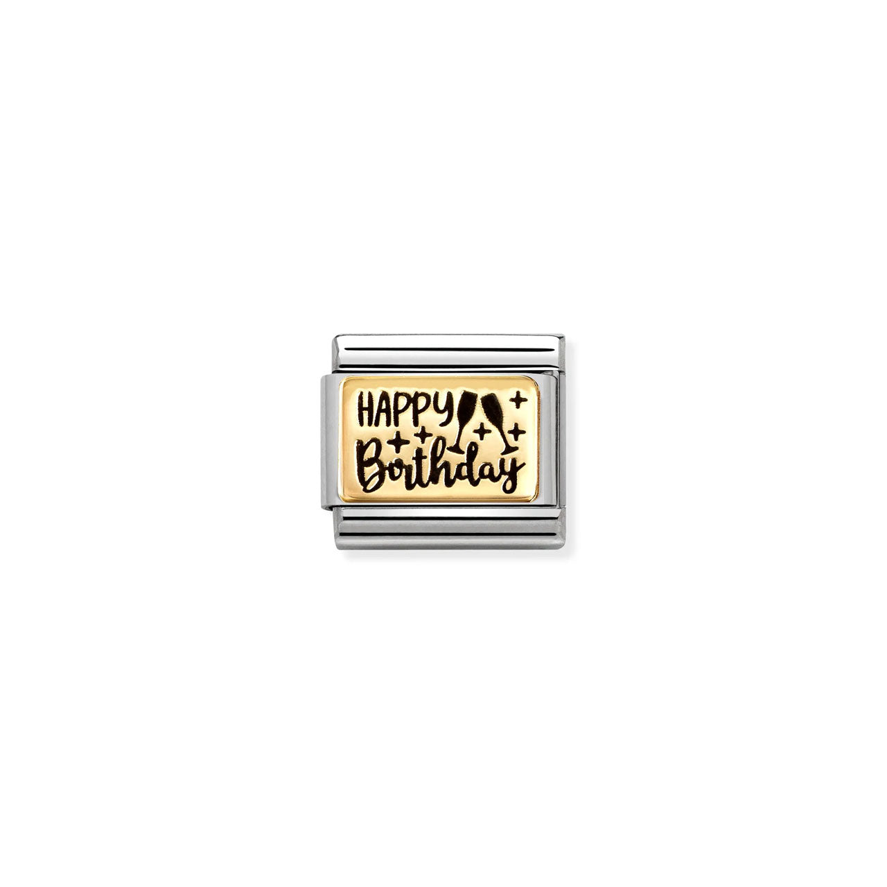 Composable Classic Link 030166/60 Happy Birthday In 18K Gold With Black Enamel