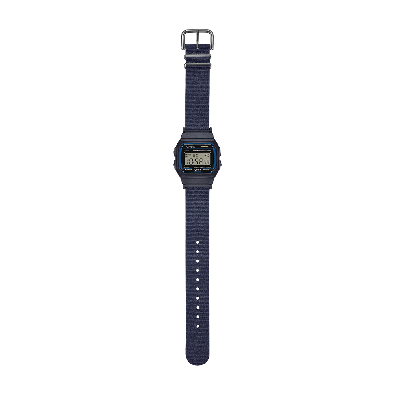 Casio Blue Digital Watch with Cloth Band - F91WF-2A