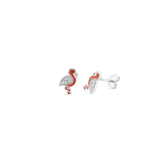 Sterling Silver Pink Flamingo Stud Earrings
