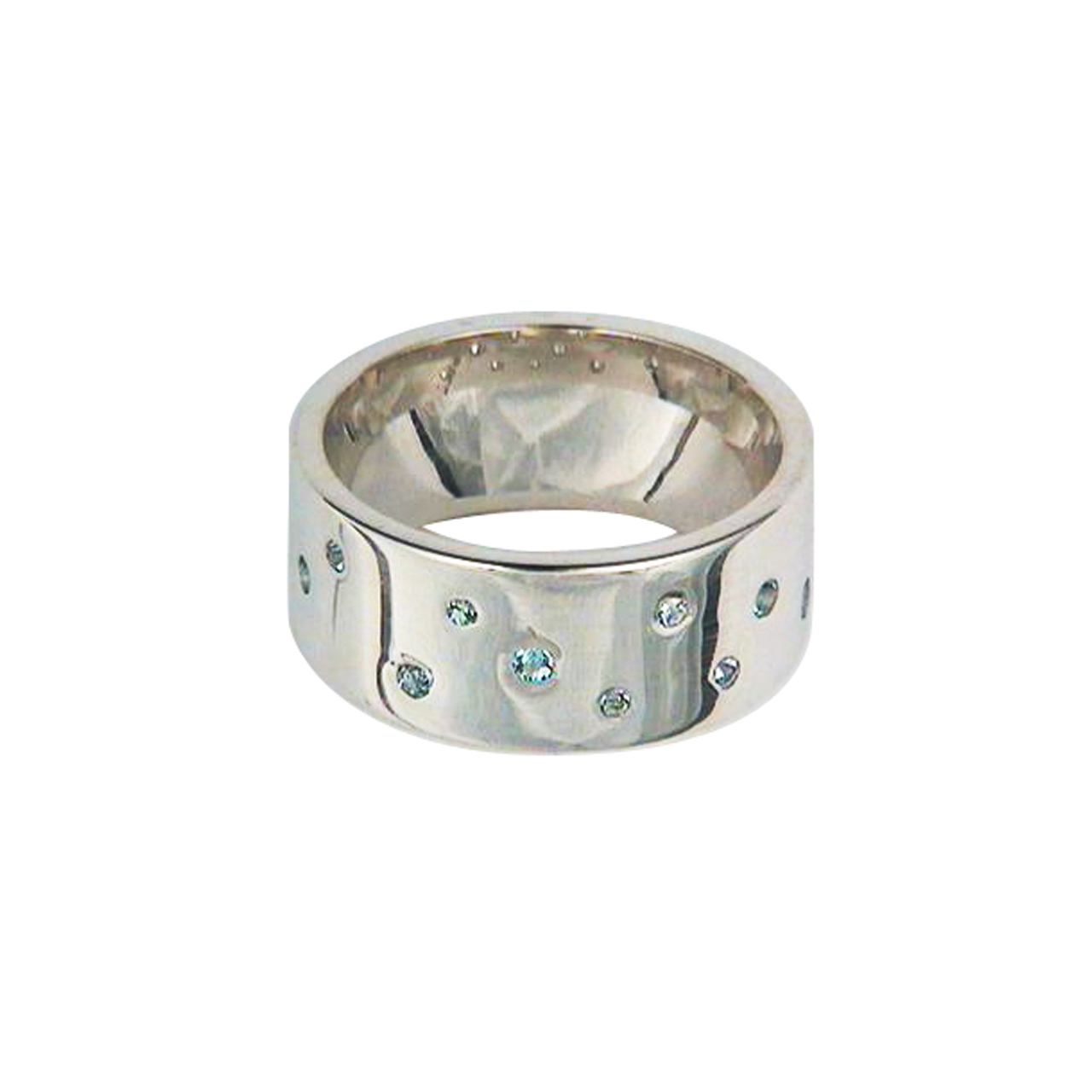 Sterling Silver Wide Band Ring Set with Blue Topaz