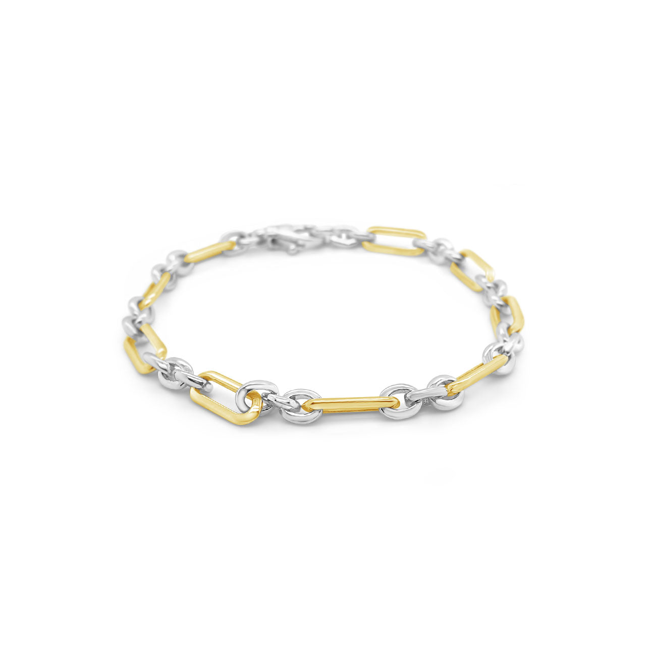 9k Yellow Gold & Sterling Silver Belcher Figaro 3:1 Bracelet