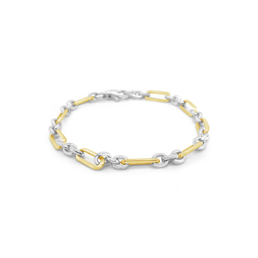 9k Yellow Gold & Sterling Silver Belcher Figaro 3:1 Bracelet