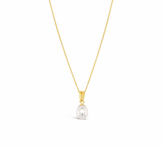 9k Yellow Gold 6.5-7mm Fresh Water Pearl White Drop Pendant