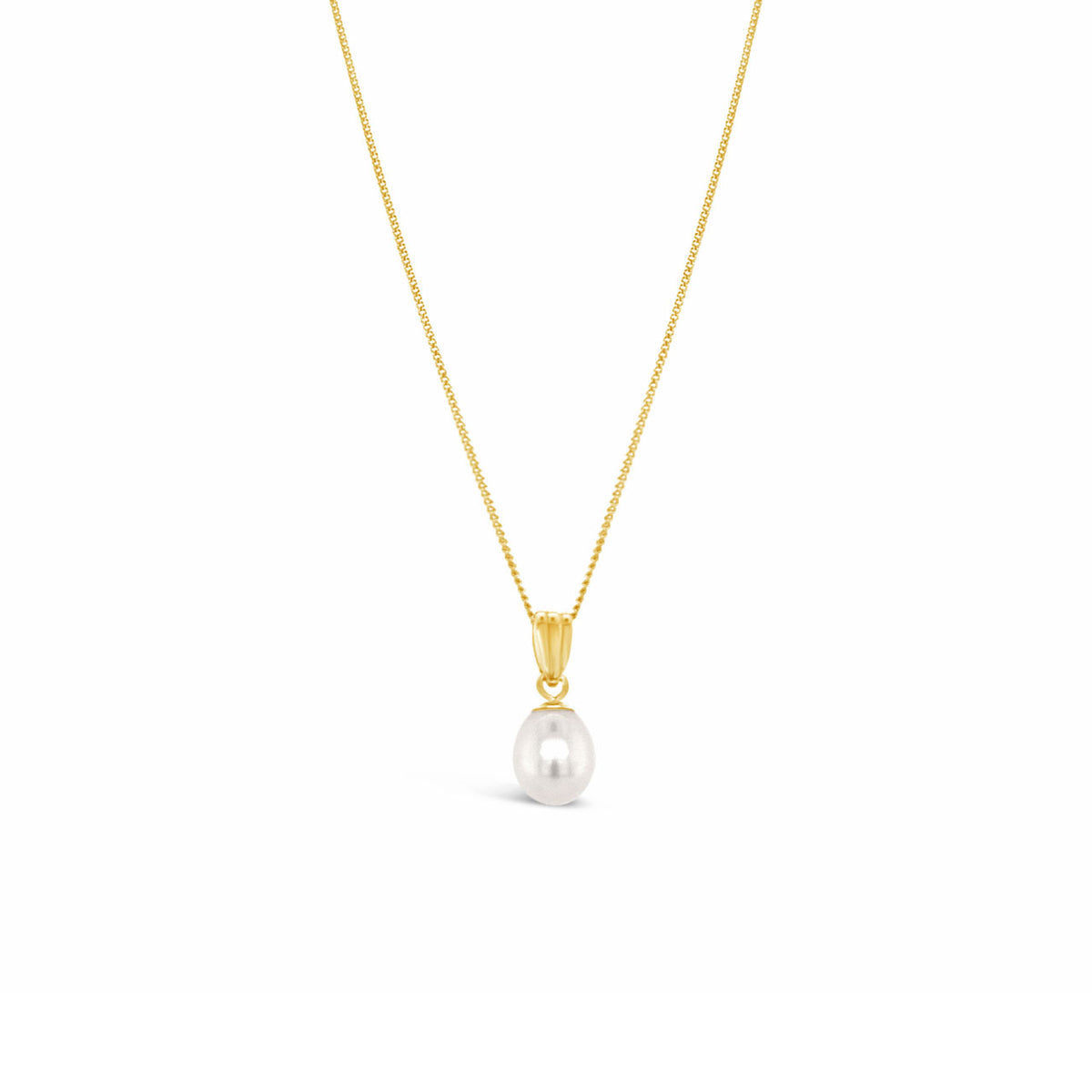 9k Yellow Gold 6.5-7mm Fresh Water Pearl White Drop Pendant