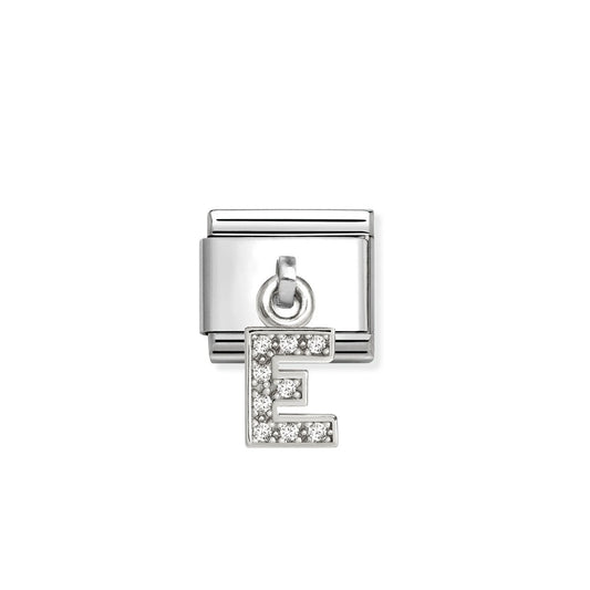 Composable Classic Link 331818/05 Letter E Charm In Silver And CZ