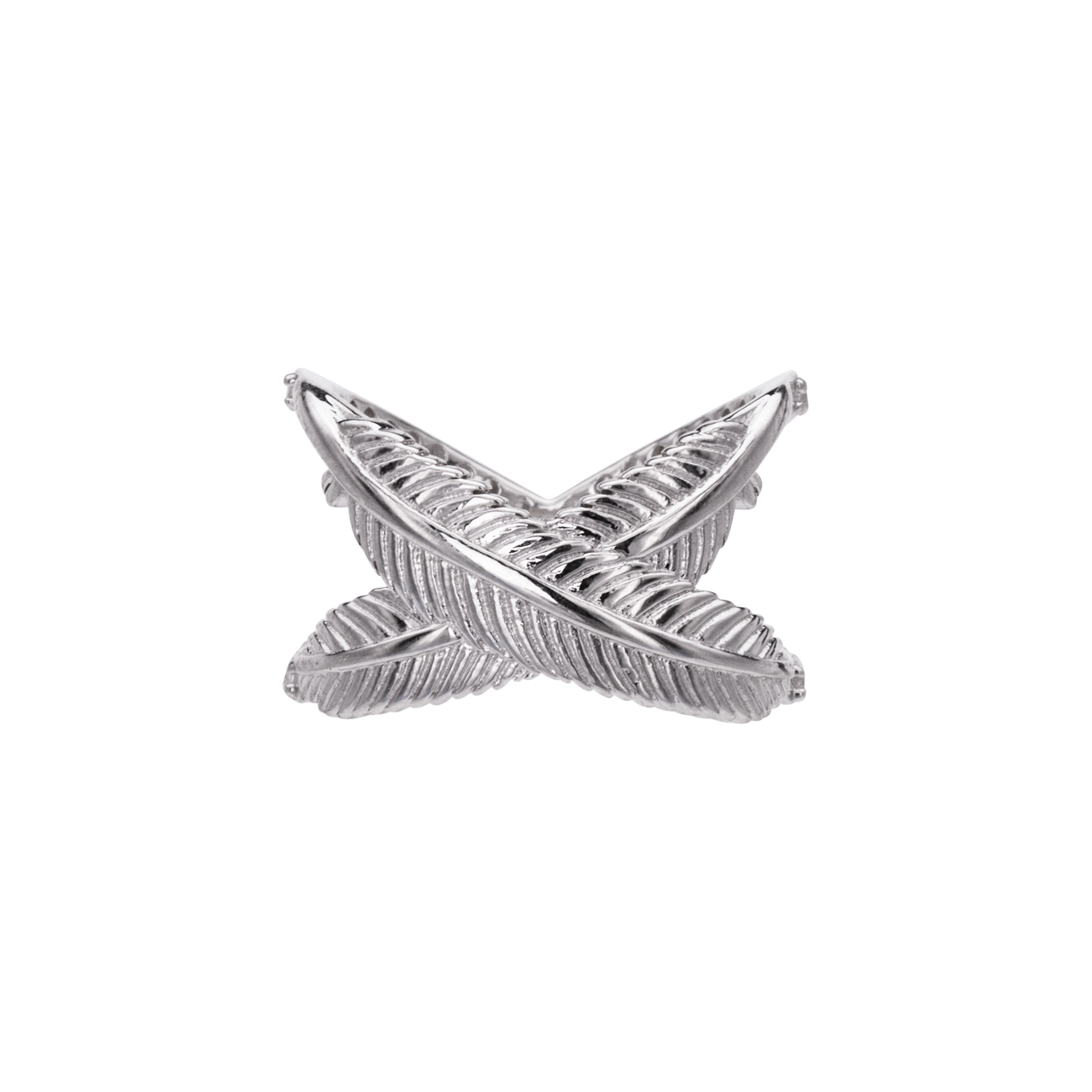 Sterling Silver Rocksteady Feather Kiss Cross Ring