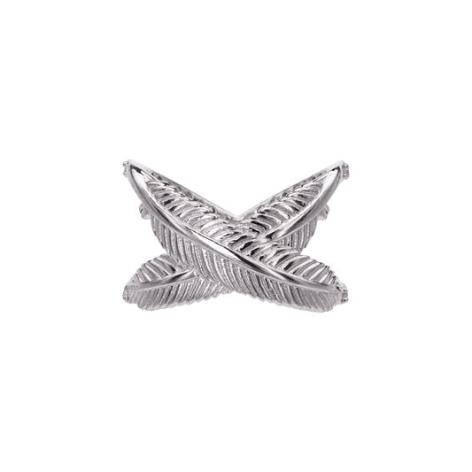 Sterling Silver Rocksteady Feather Kiss Cross Ring