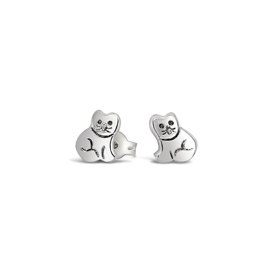 Sterling Silver Cat Studs