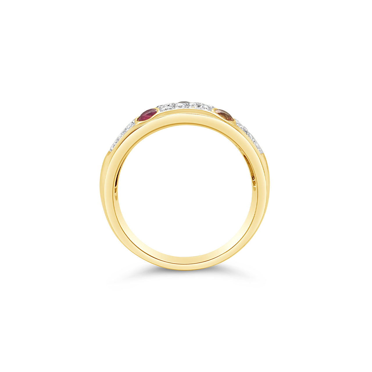 9k Yellow Gold Multi Colour Dome Dress Ring