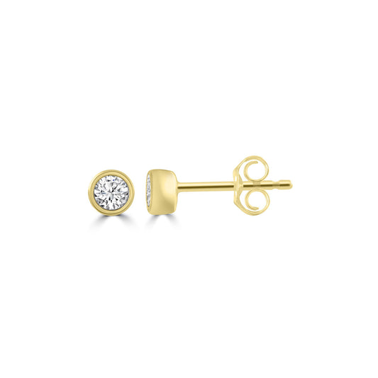 9k Yellow Gold 0.15ct Bezel Set Diamond Stud Earrings
