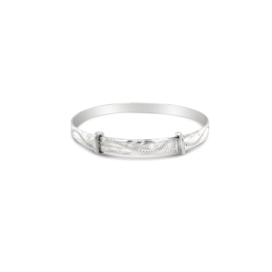 Sterling Silver Childrens Hand Engraved Expander Bangle