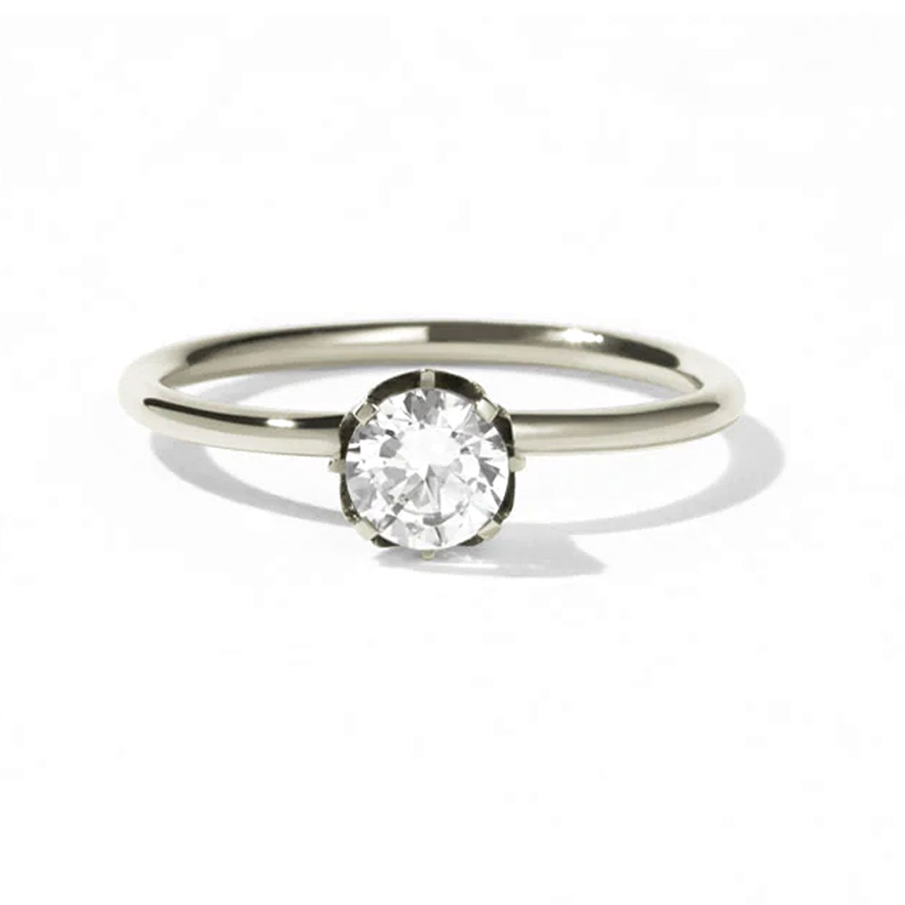 9k White Gold Signature Solitaire Diamond Ring