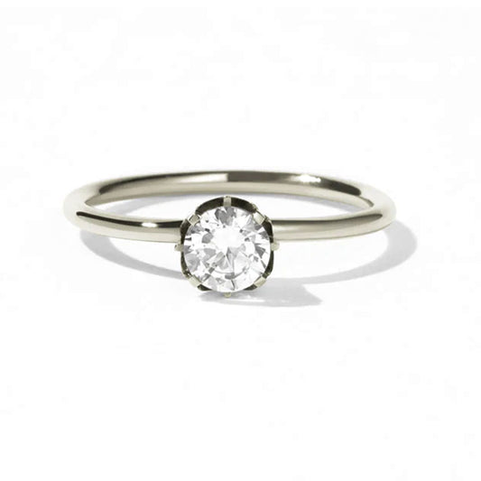 9k White Gold Signature Solitaire Diamond Ring