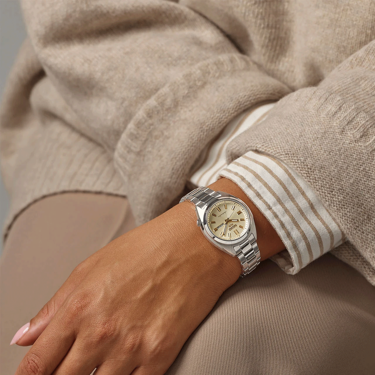 Seiko - SRE023K Ladies Seiko 5 Sports ‘Hebitama’ SNXS in ‘Double Cream’ Automatic Watch