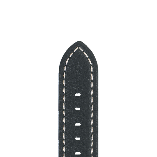 20mm Black Aviator Watch Strap with White Stitching