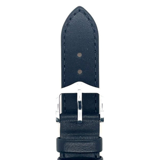 Osiris - 18mm Black Long Leather Watch Strap with Silver Buckle