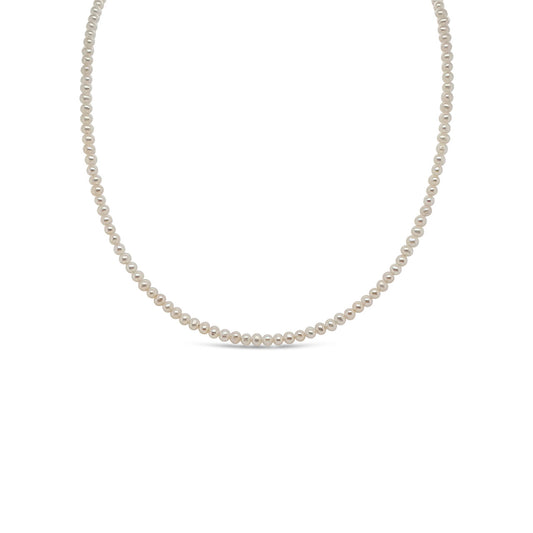 2.5-3mm Fresh Water White Semi-Round Strand Pearl Necklace