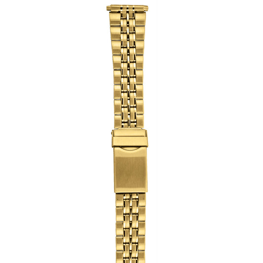 18-22mm Gold Plated Stainless Steel 3 Fold Clasp Watch Strap