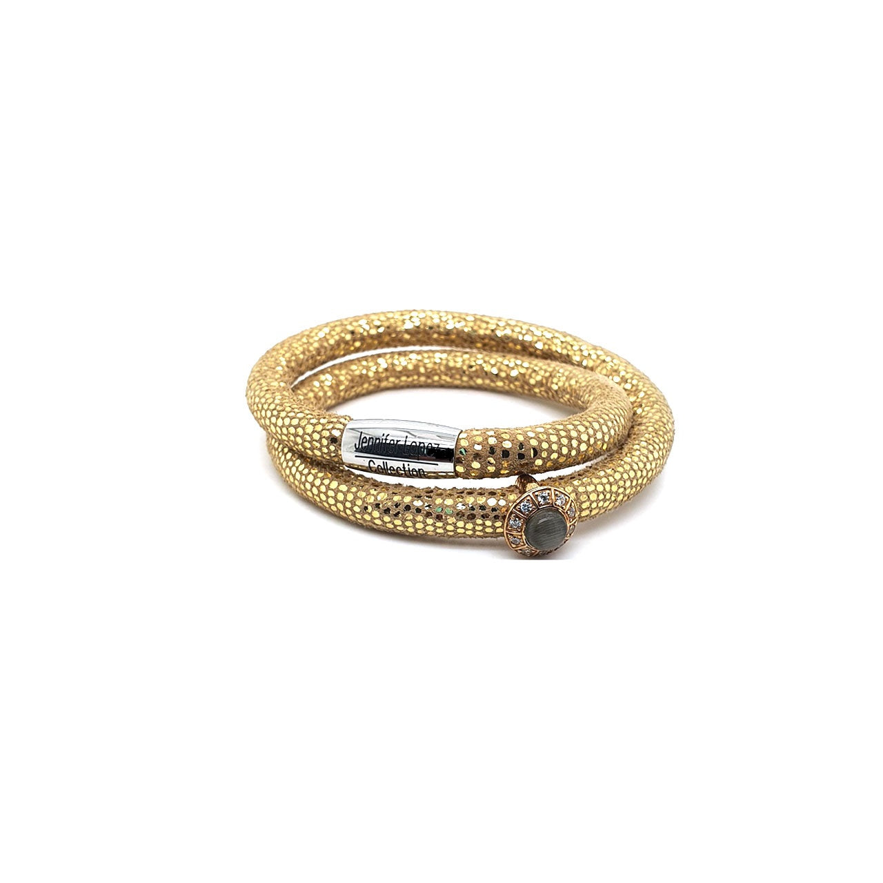 Golden Reptile 36cm Double Wrap with Grey Moon Galaxy Charm Bracelet