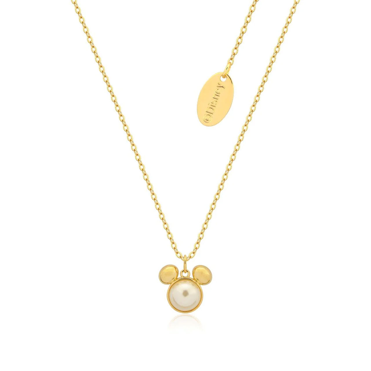 Disney - Precious Metal Mickey Mouse Pearl Necklace - Gold