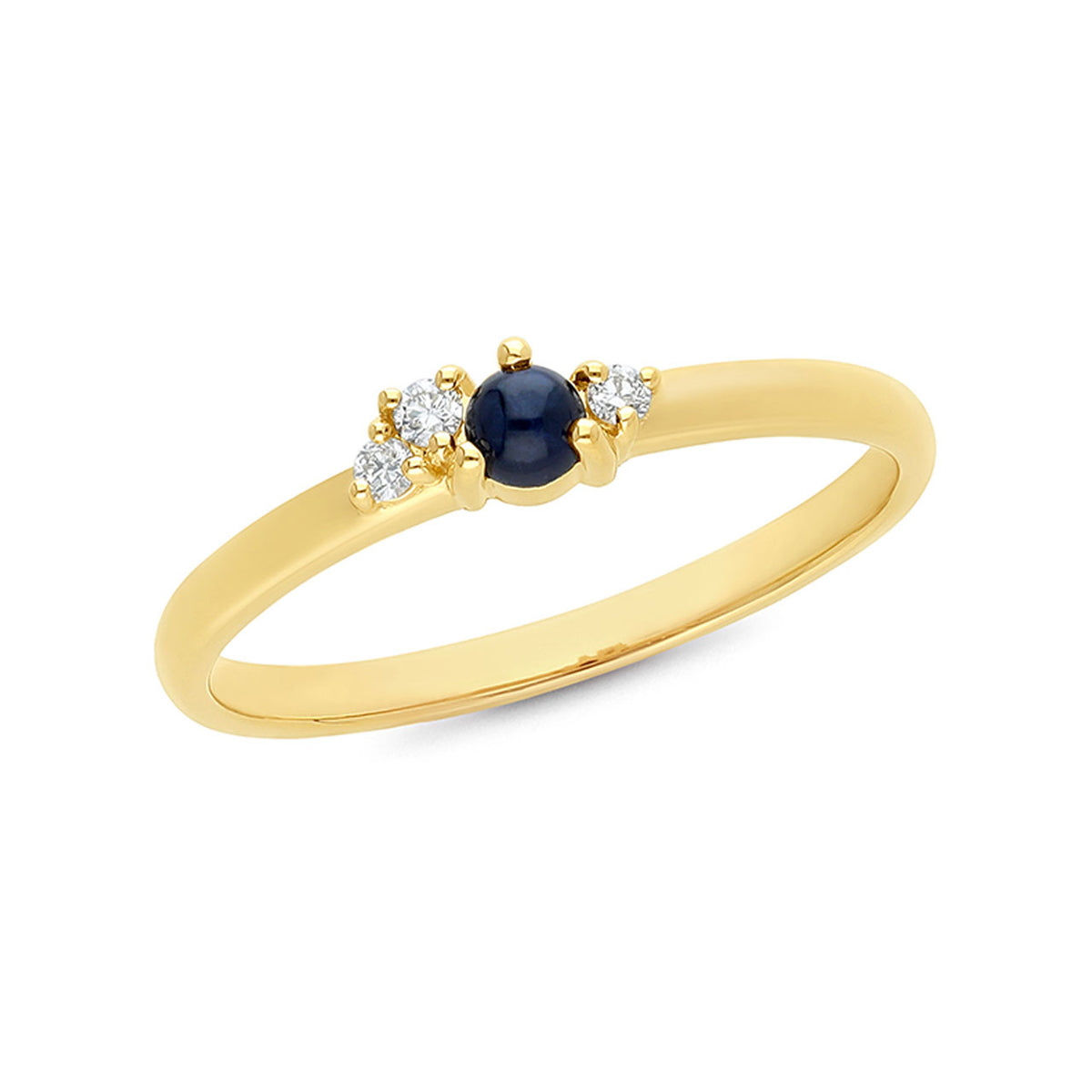 9k Yellow Gold 0.06ct Sapphire & Lab Grown Diamond Dress Ring - Size O