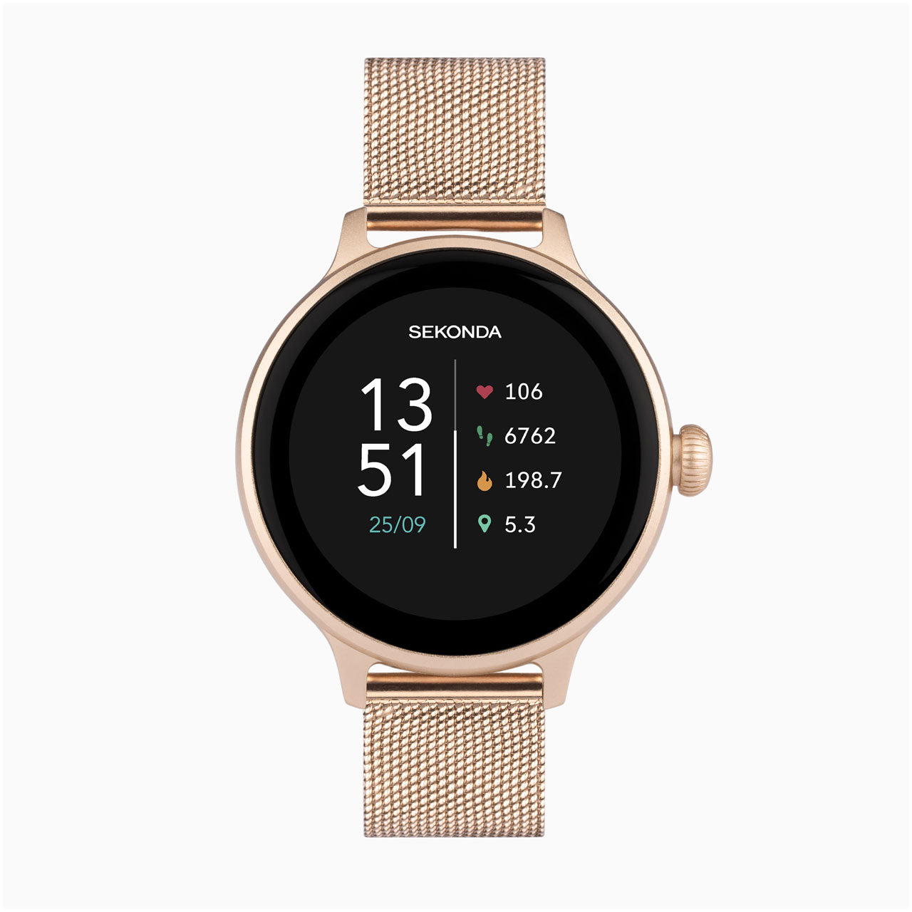 Sekonda Connect Smart Watch | Rose Gold Alloy Case & Stainless Steel Mesh Bracelet | 40625