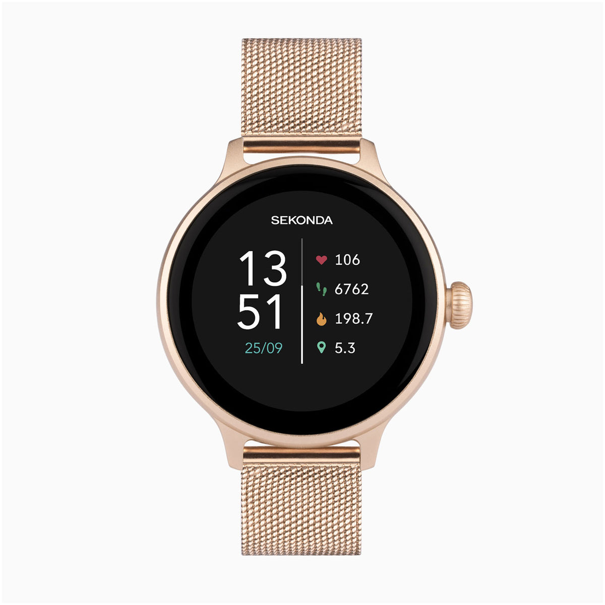 Sekonda Connect Smart Watch | Rose Gold Alloy Case & Stainless Steel Mesh Bracelet | 40625