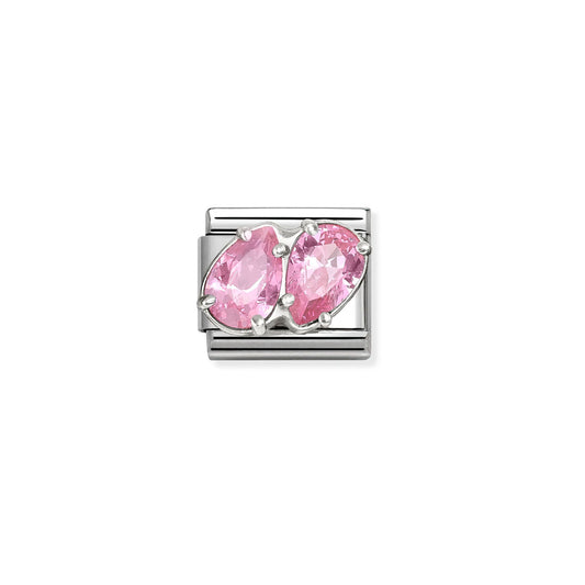 Composable Classic Link 330329/10 Pink Twin CZ Teardrops In Silver
