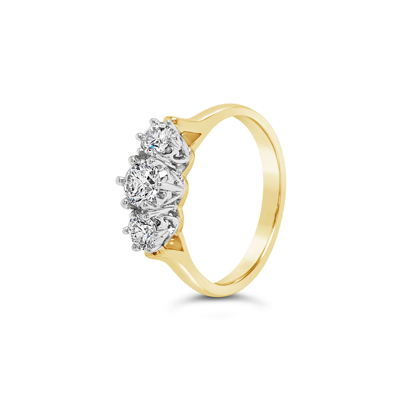 9k Yellow & White Gold 3 Stone Diamond Ring