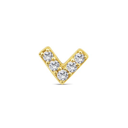 9k Yellow Gold 0.03ct V Shaped Lab Grown Diamond Single Flat Back Earring