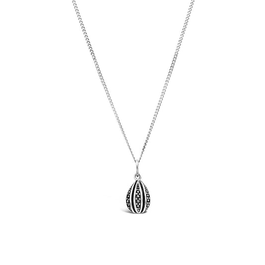 Sterling Silver Oxidised Teardrop Necklace