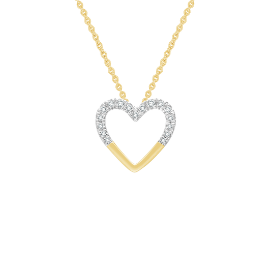 9k Yellow Gold Half Diamond Heart Necklace