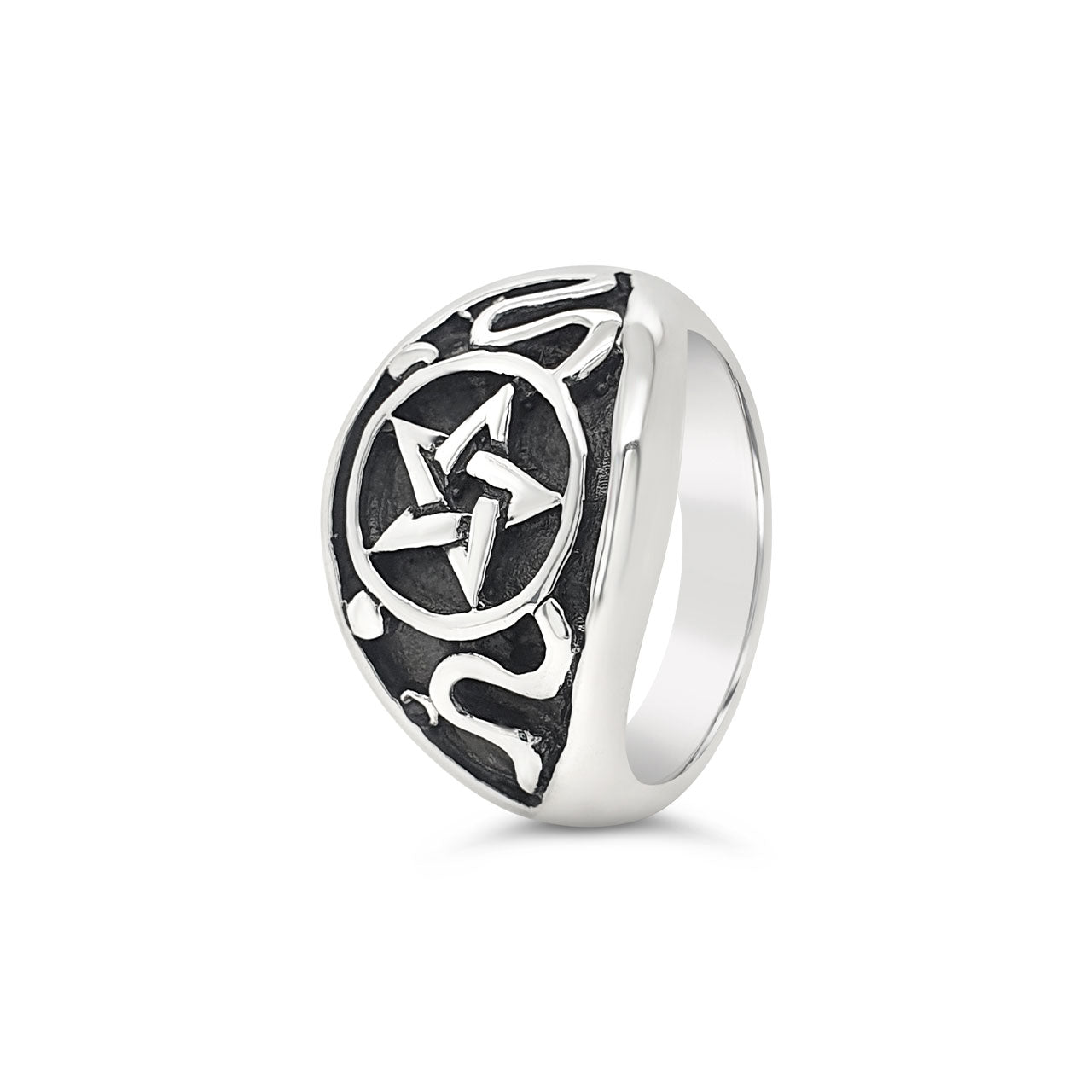 Sterling Silver Pentagram Signet Ring